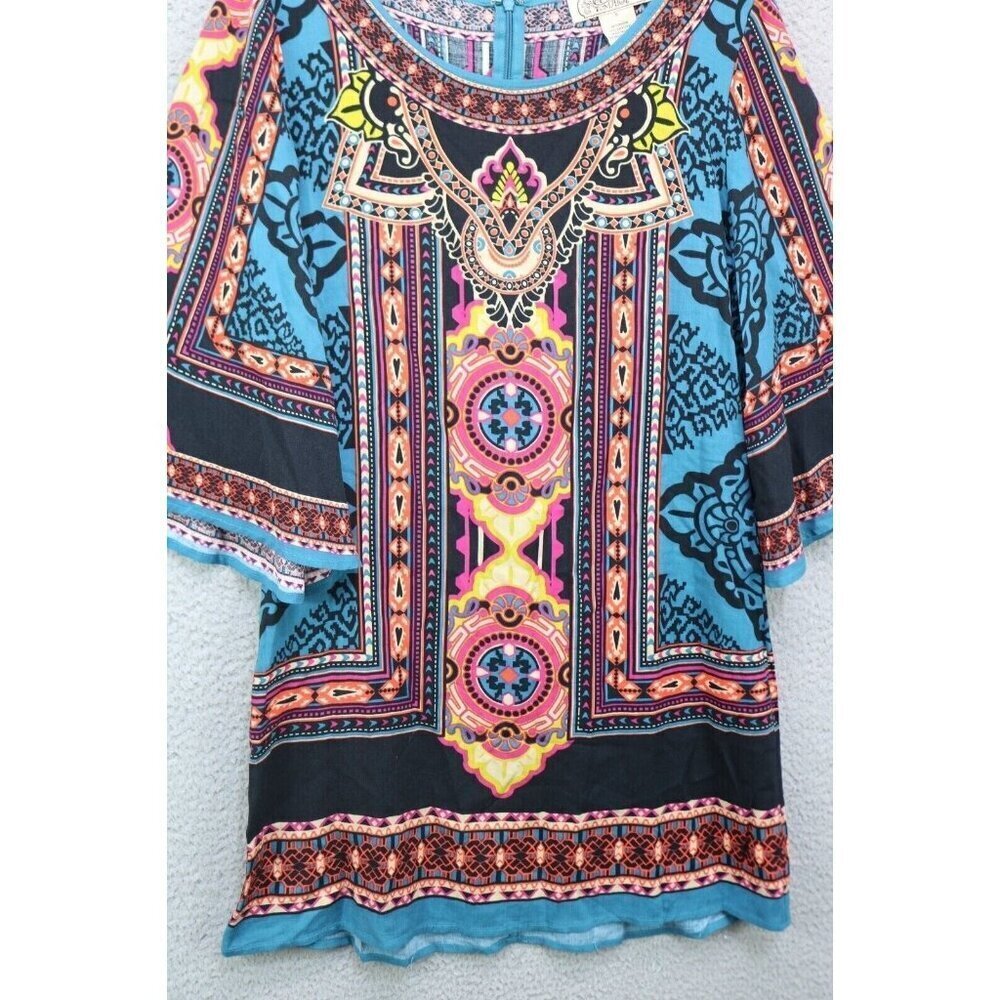 Flying Tomato 3/4 Belled Sleeves Tunic/Mini Dress-Small-Silky-Boho-Cottagecore - Picture 2 of 12